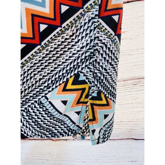 BeBop Dress Womens Large Shift Tunic Aztec Tribal Bold Print Sleeveless Back Zip - Picture 10 of 12